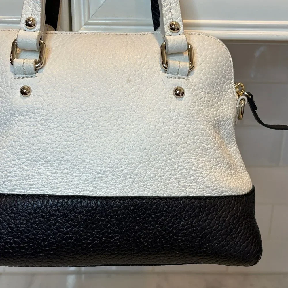 Kate Spade Bag Purse Handbag Leather Color Block Pebbled Domed Satchel Bag Tote